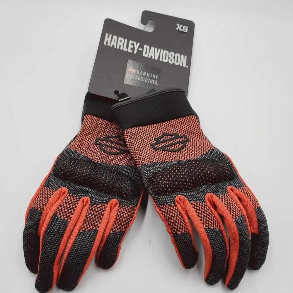 Harley-Davidson Dyna Knit Mesh Gloves Black And Orange Size XS New $65